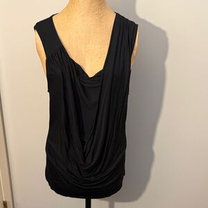 Hem & Thread Black Sleeveless Drape Blouse